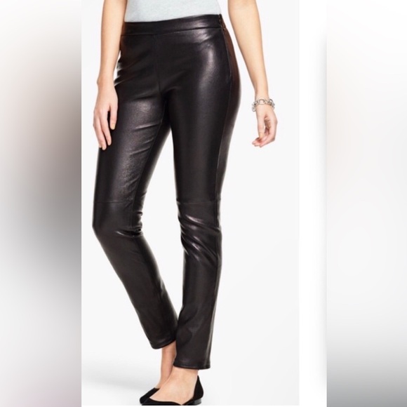 Talbots Lambskin Black Leather Pants NWOT